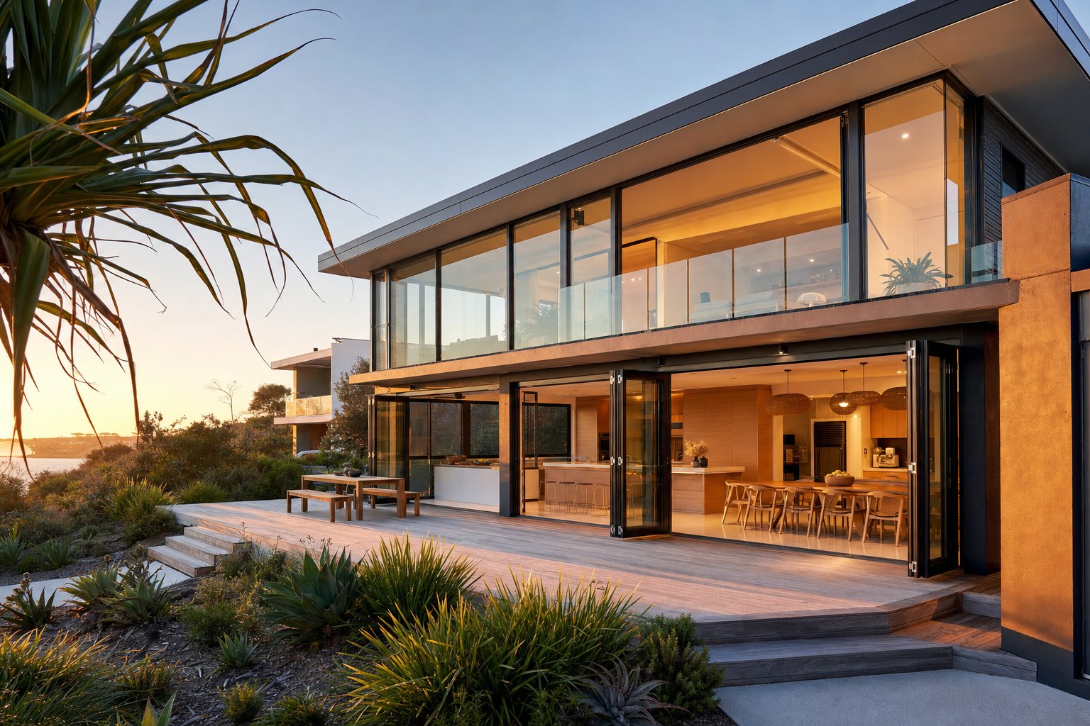 modern australian home with durable powder coated aluminium window frames designed for low maintenance coastal living