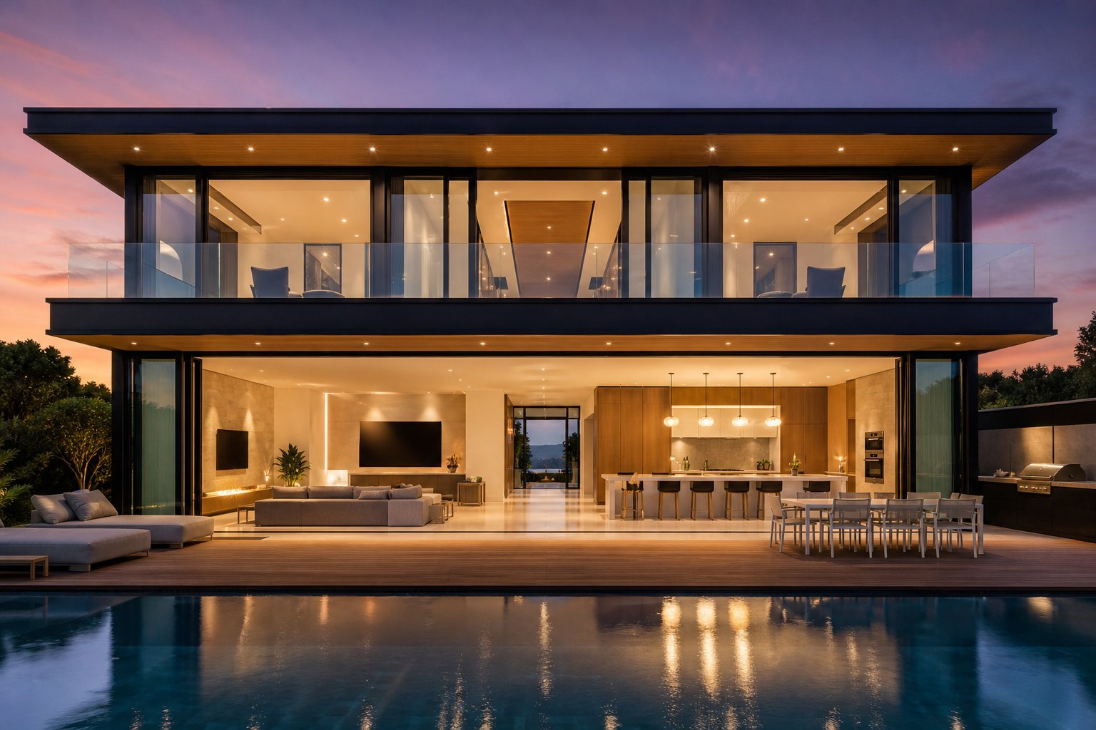 multi panel aluminium sliding doors connecting indoor living areas to outdoor entertaining spaces