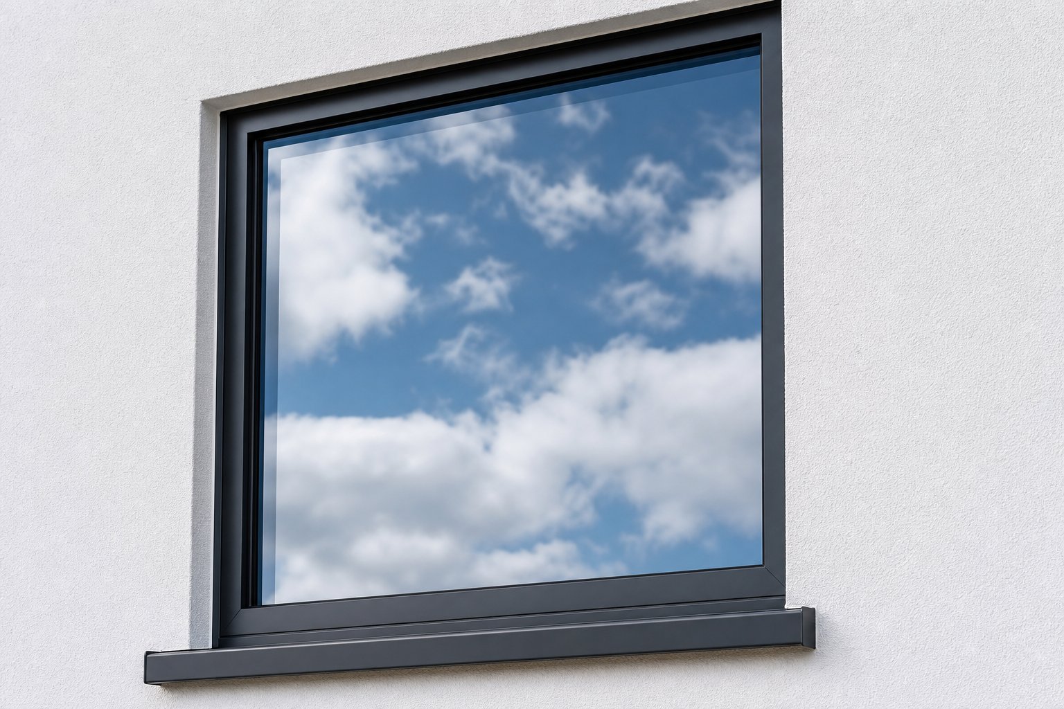 precision installed aluminium fixed window showing clean frame to wall junction and weathertight perimeter sealing