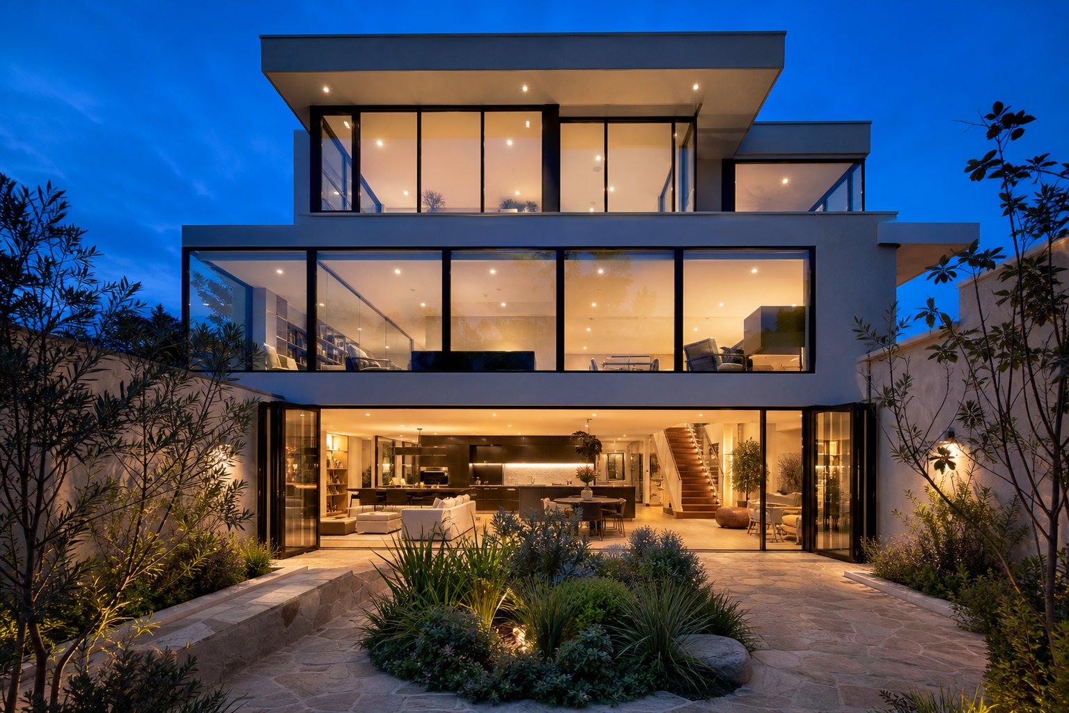 professional aluminium window systems with thermal break technology across a contemporary multi storey home