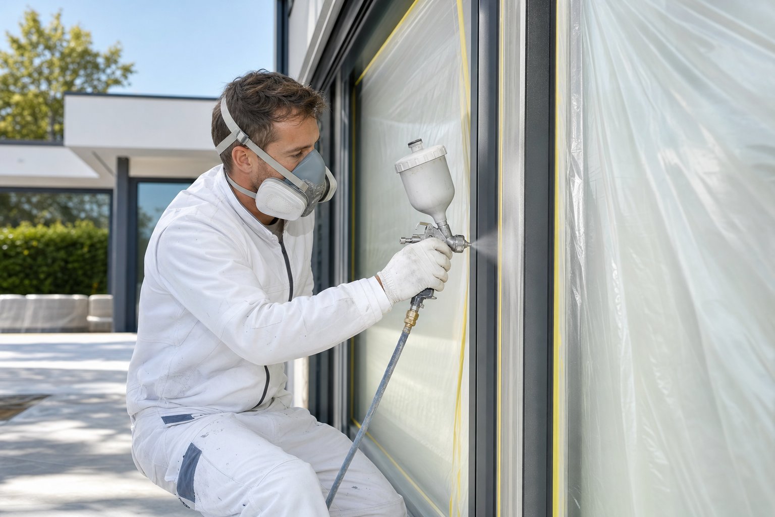professional spray application delivers a smooth factory style finish on aluminium frames that brush or roller methods struggle to replicate