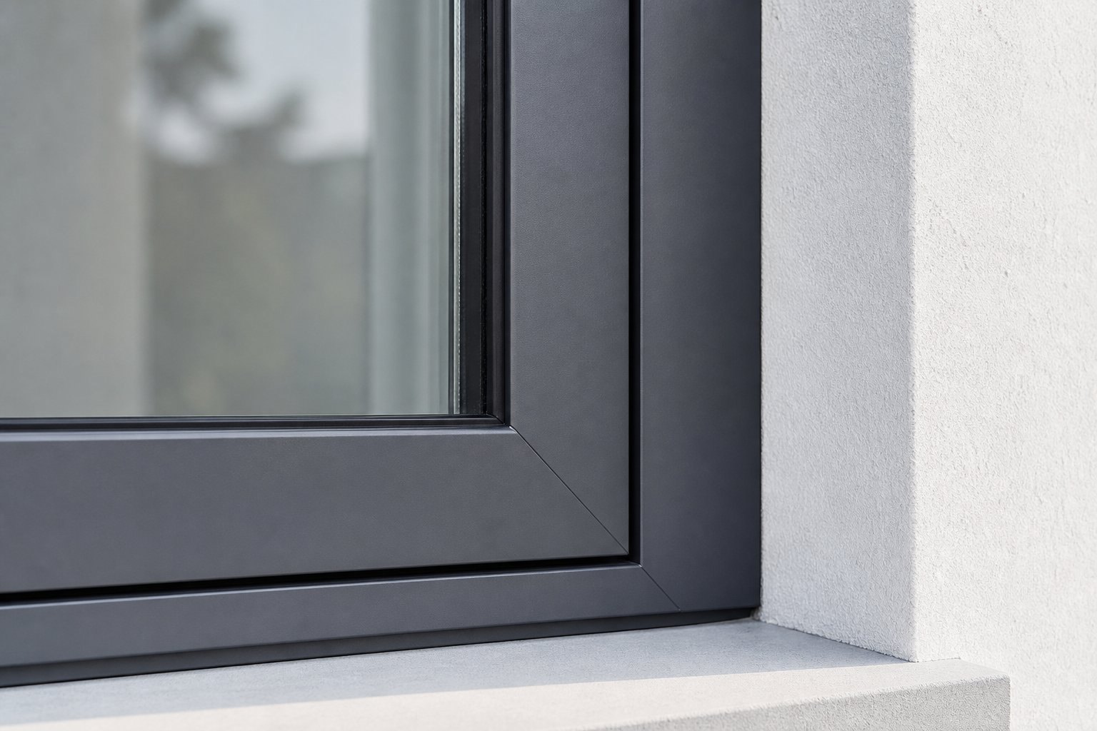 quality powder coated anthracite grey aluminium frame showing consistent colour depth and smooth finish