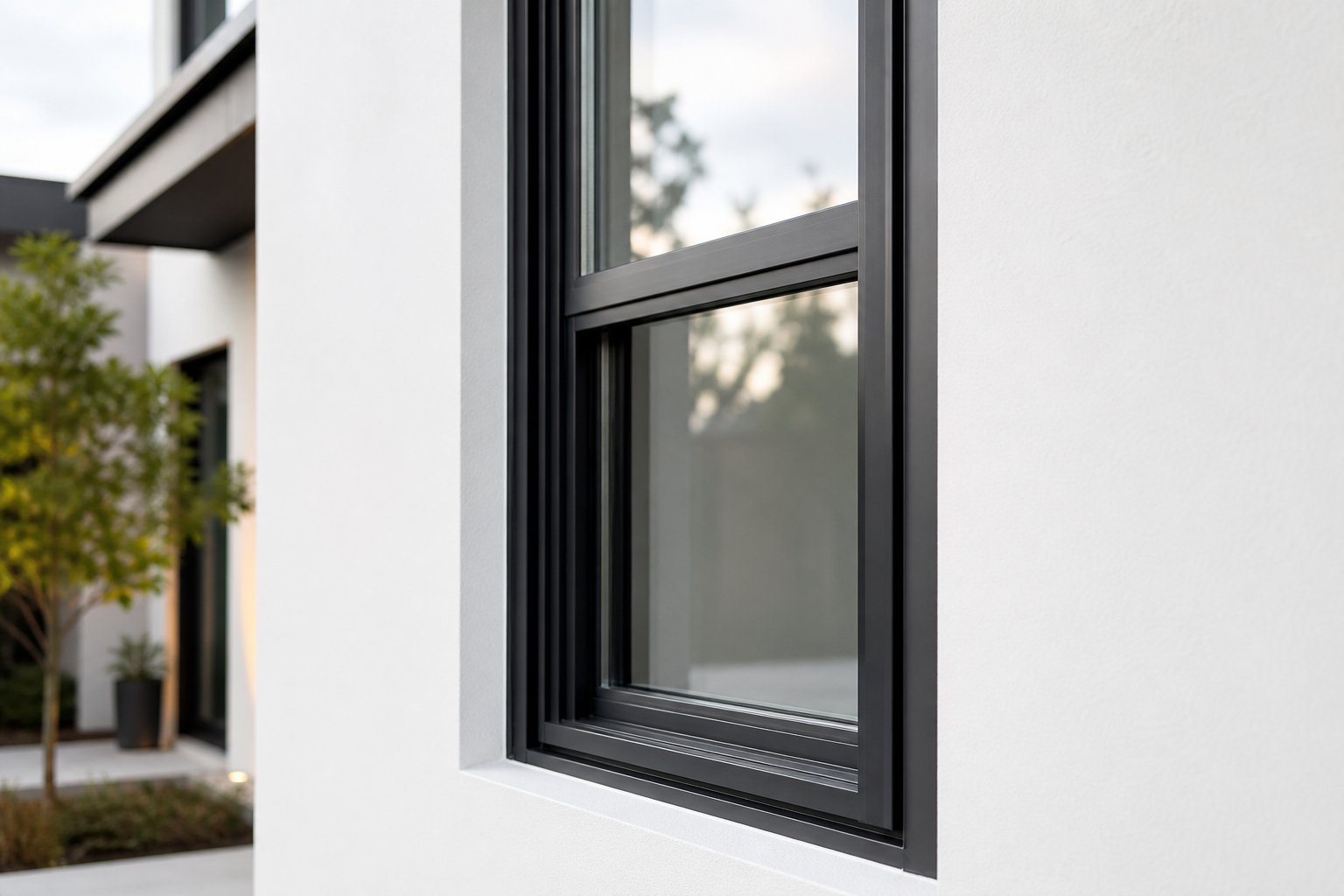 slim aluminium frame profiles maximise glass area while maintaining structural rigidity for smooth sash operation