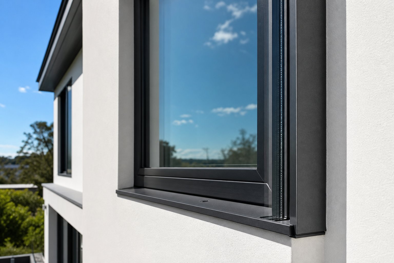 thermally broken aluminium frame accommodating a high performance double glazed sealed unit with low e glass