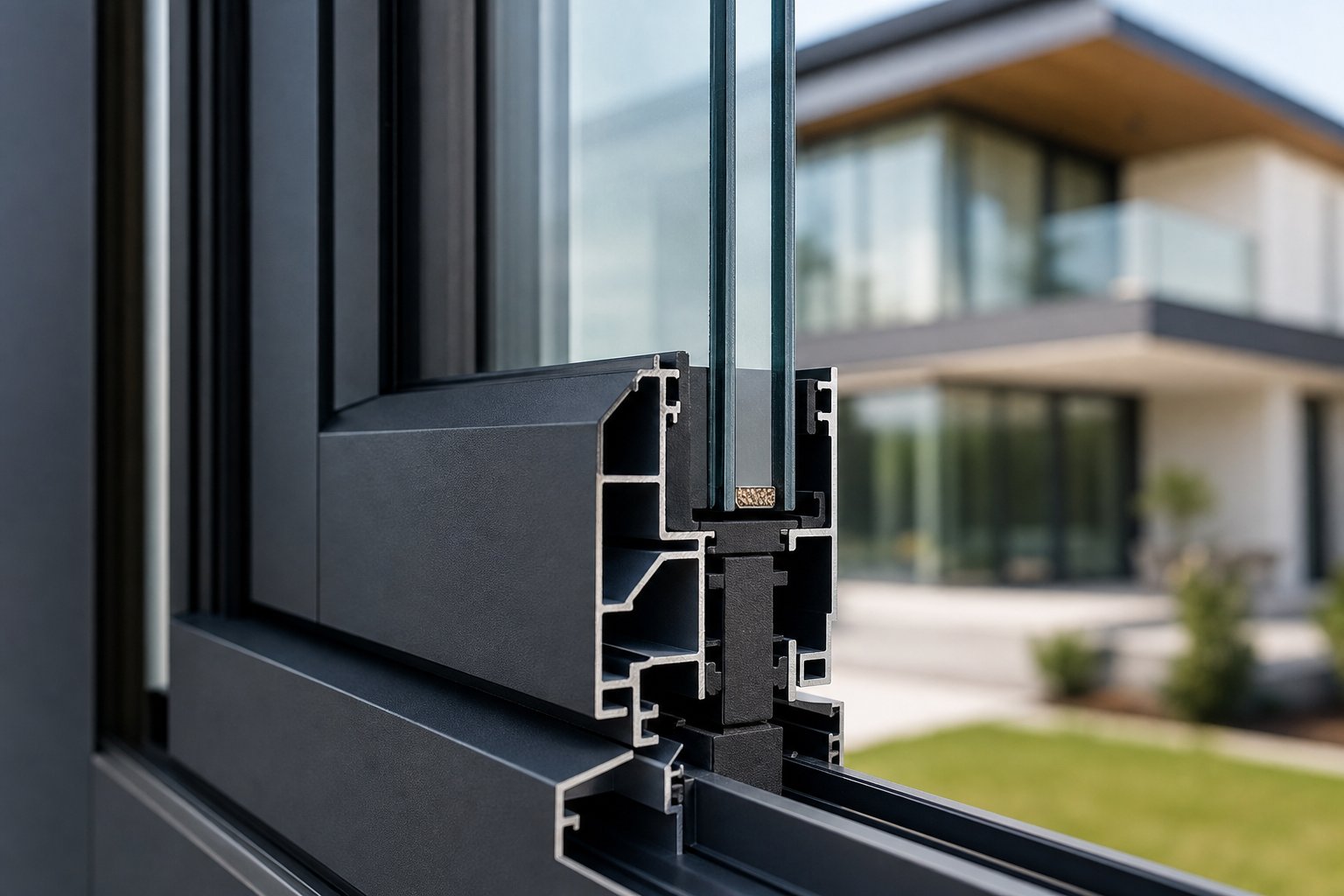 thermally broken aluminium frame detail showing the insulating barrier that meets australian energy performance standards