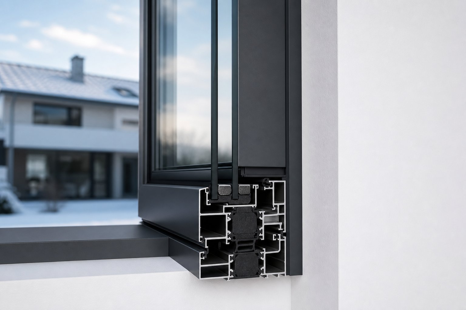 thermally broken aluminium window frame maintaining a condensation free interior surface during canberra winter