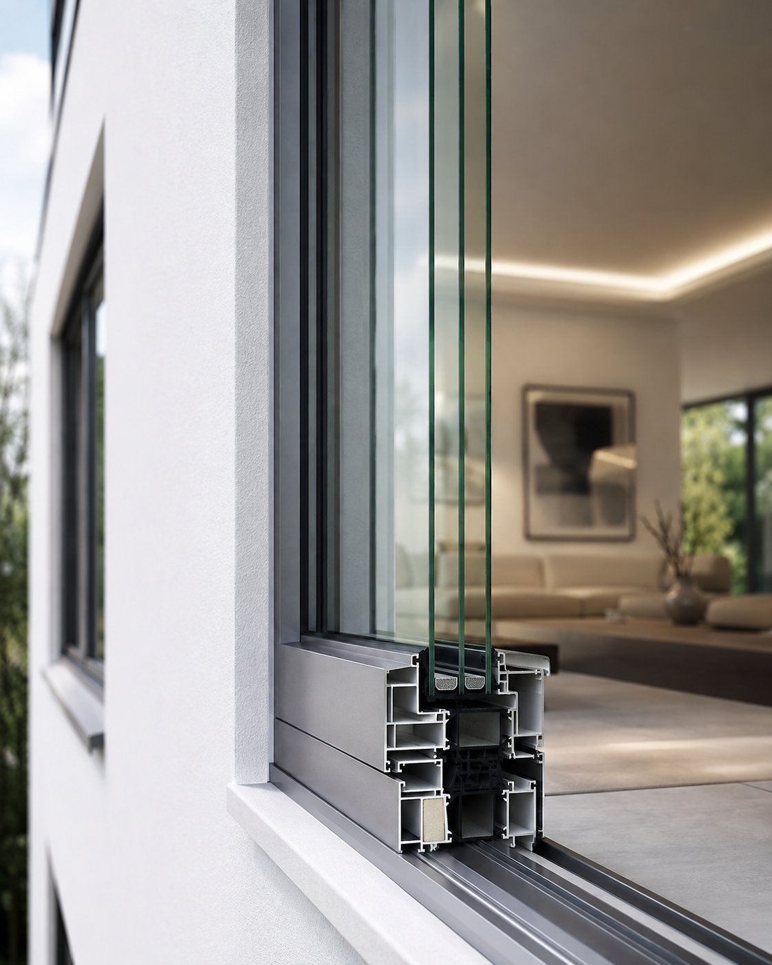 thermally broken aluminium window frame with double glazing designed for australian energy efficiency standards