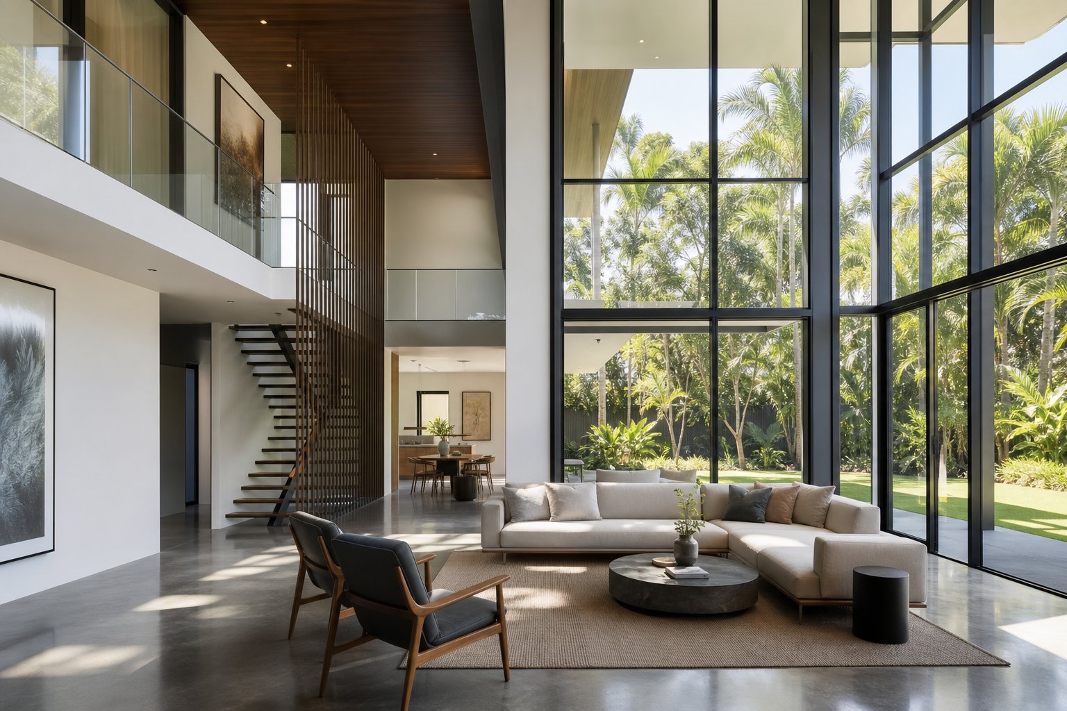 thermally broken aluminium windows delivering natural light and thermal comfort inside a modern queensland living space