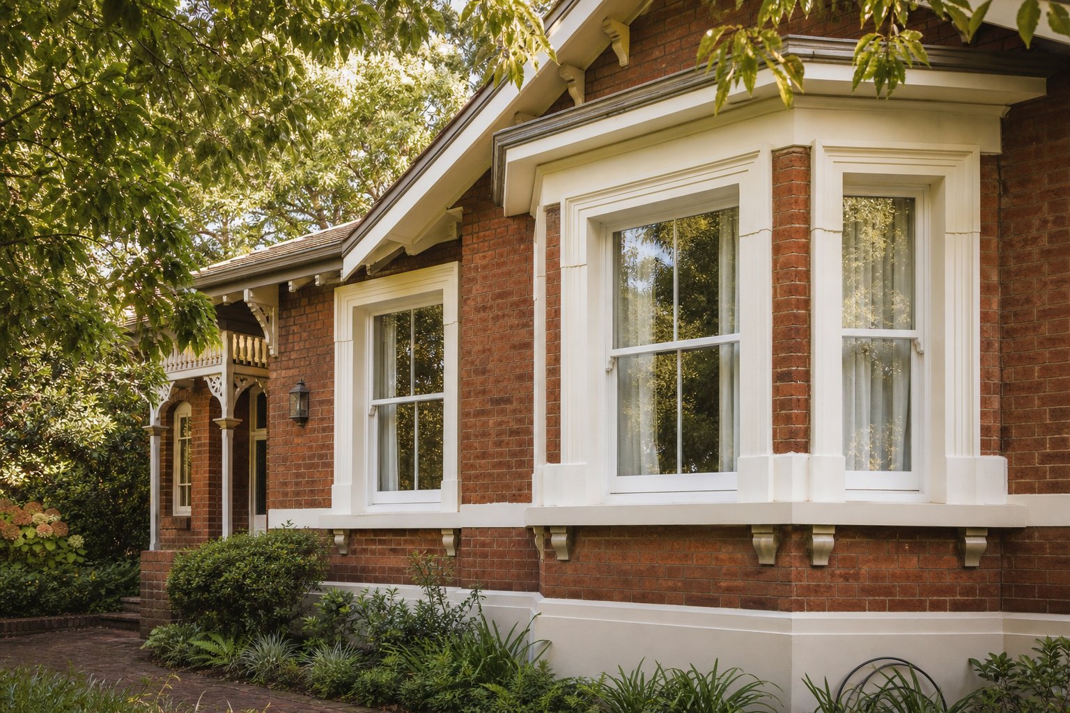 traditional solid timber double hung windows on a heritage australian federation home with period correct profiles