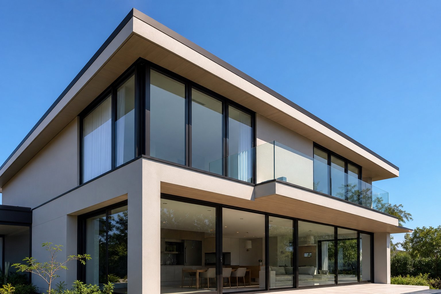 ultra slim anodised aluminium casement window profiles maximising glass area on a modern australian residential facade