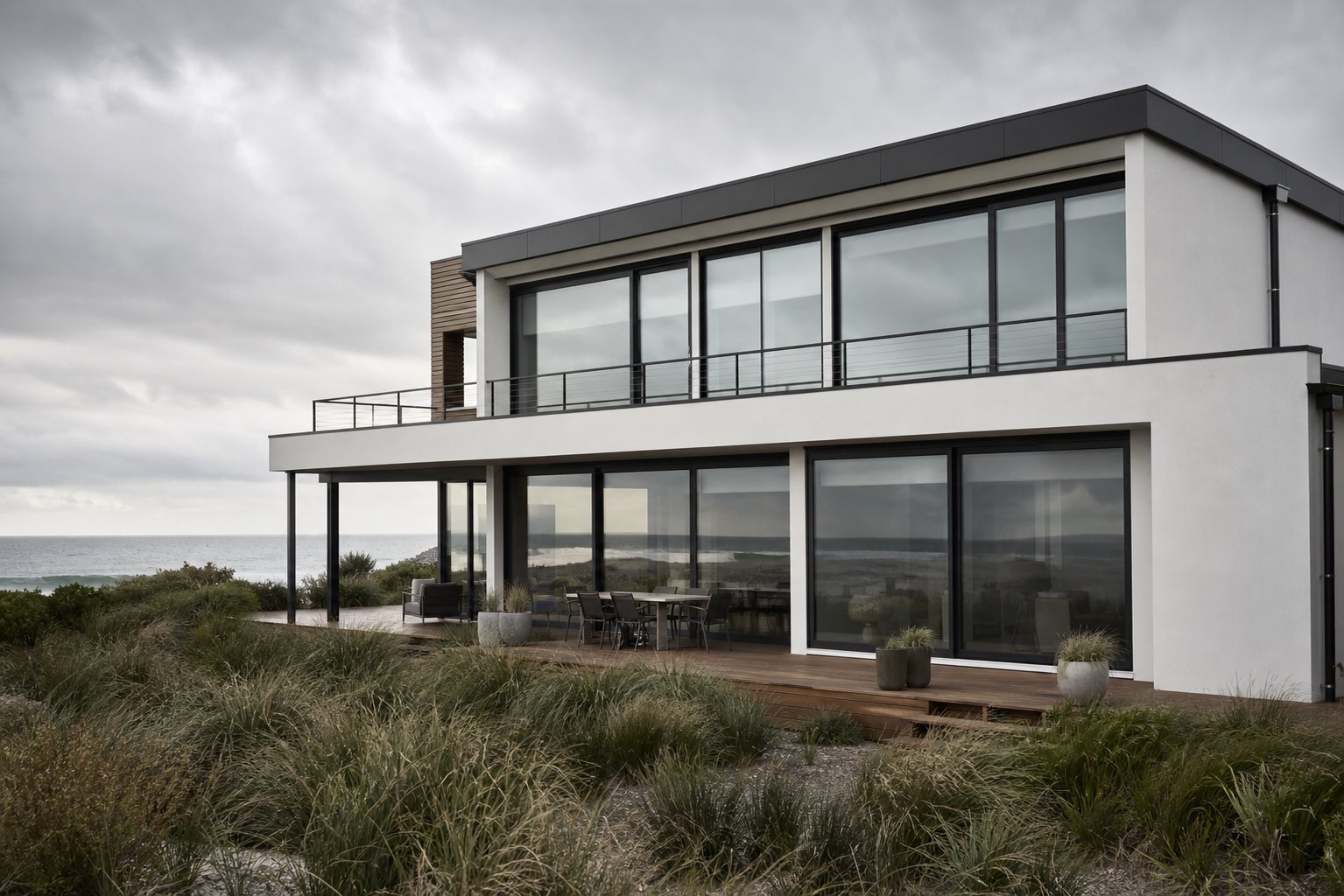 coastal melbourne home fitted with marine grade aluminium double glazed windows designed to resist salt spray exposure