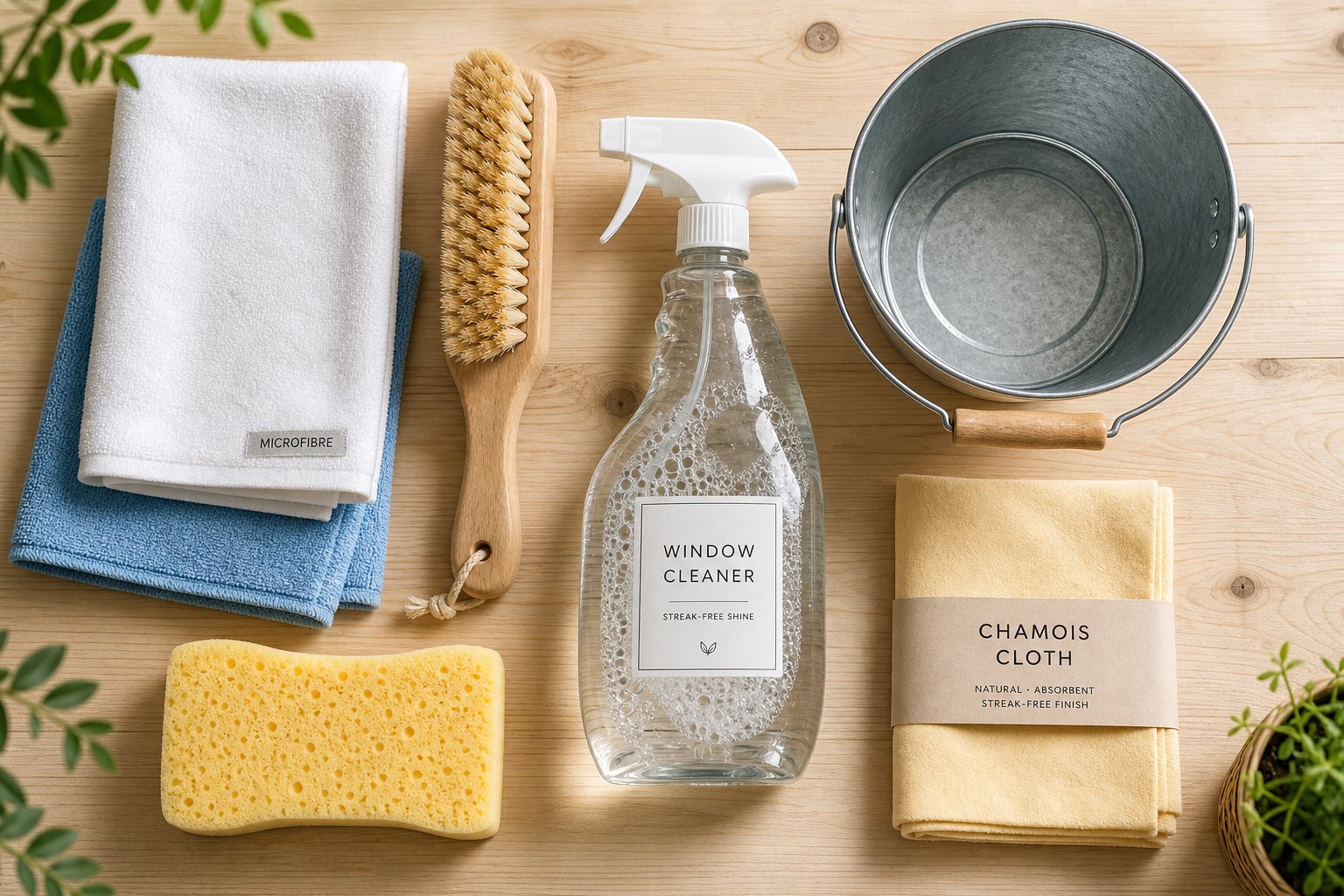 essential cleaning supplies for safely washing powder coated aluminium frames including soft microfibre cloths a gentle brush and ph neutral soap solution