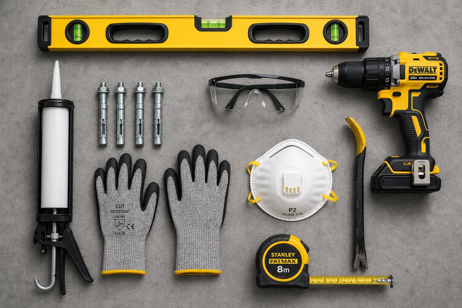 essential tools and safety equipment needed for aluminium window installation