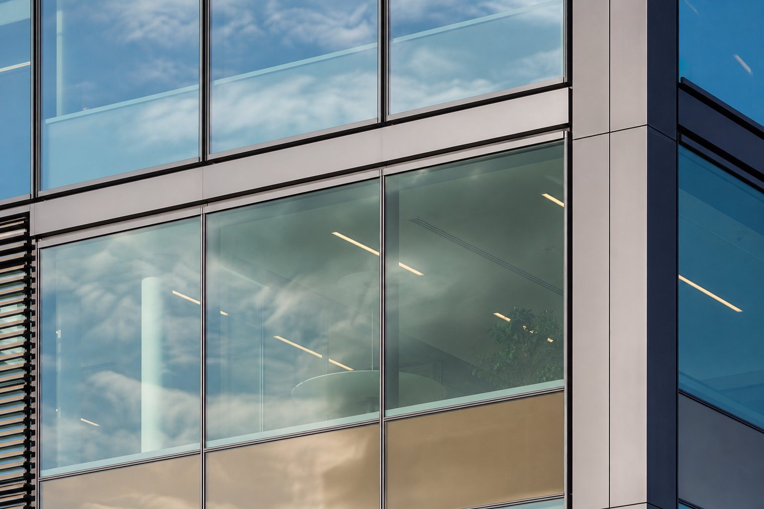 high performance insulating glass unit with low e coating installed in a commercial aluminium framing system