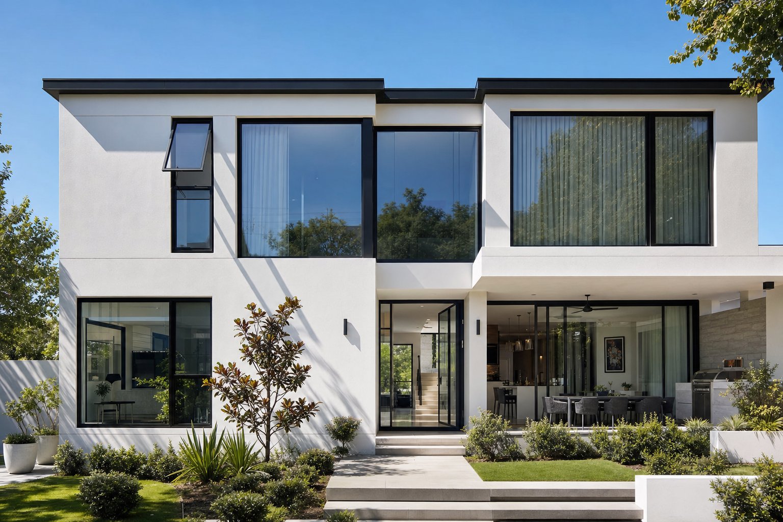 luxury perth home showcasing multiple double glazed aluminium window styles including fixed awning and sliding configurations