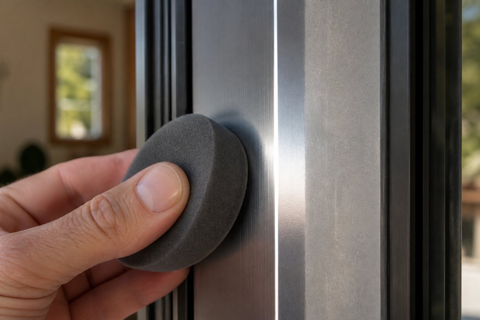 polishing dulled powder coat with automotive grade compound restores the original gloss after paint removal
