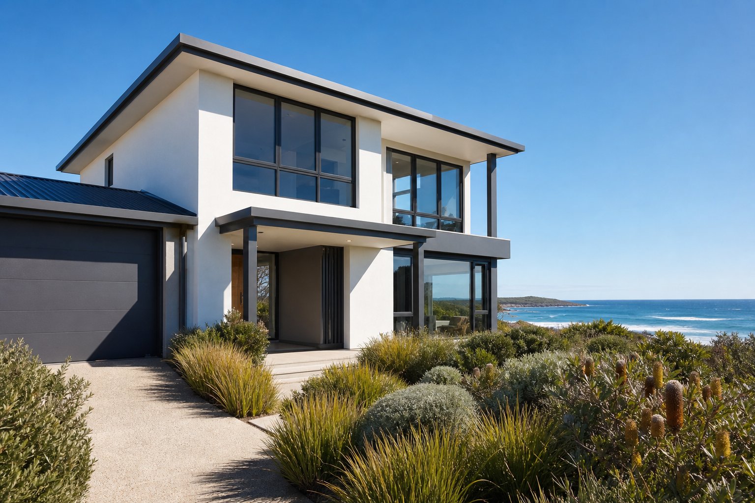 powder coated aluminium window frames maintaining their finish on a coastal australian property