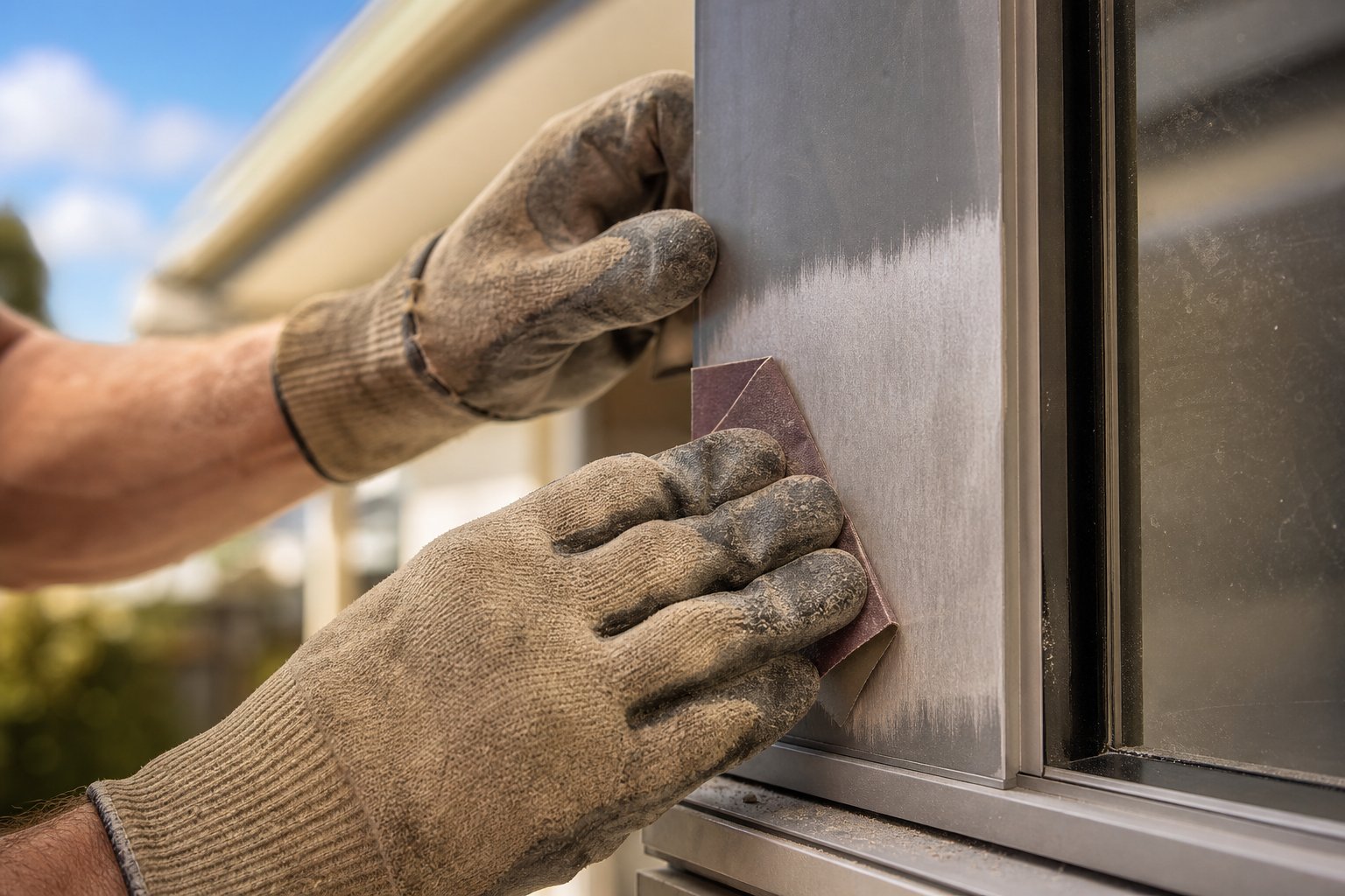 proper sanding creates the micro texture aluminium needs for lasting paint adhesion