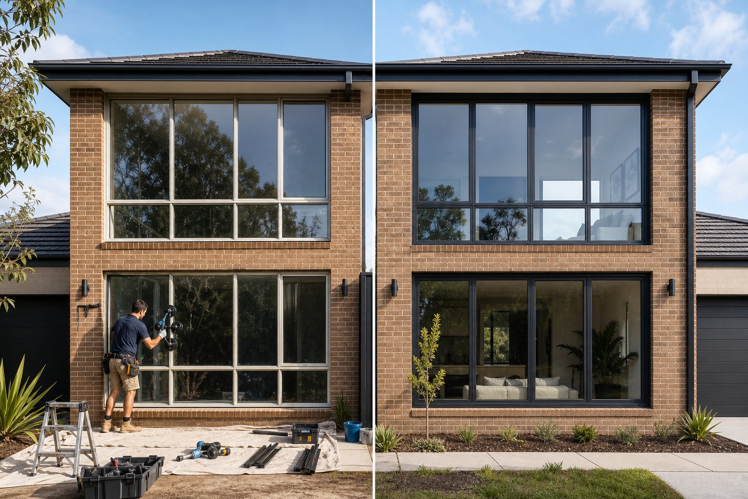 retrofit double glazing installation compared with full aluminium window replacement on a modern australian home