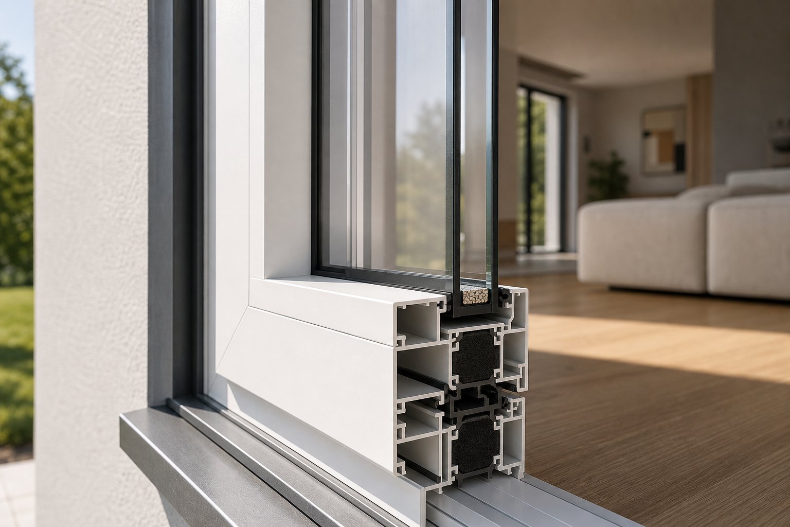 thermally broken white aluminium frame with double glazing delivering energy efficiency for australian homes