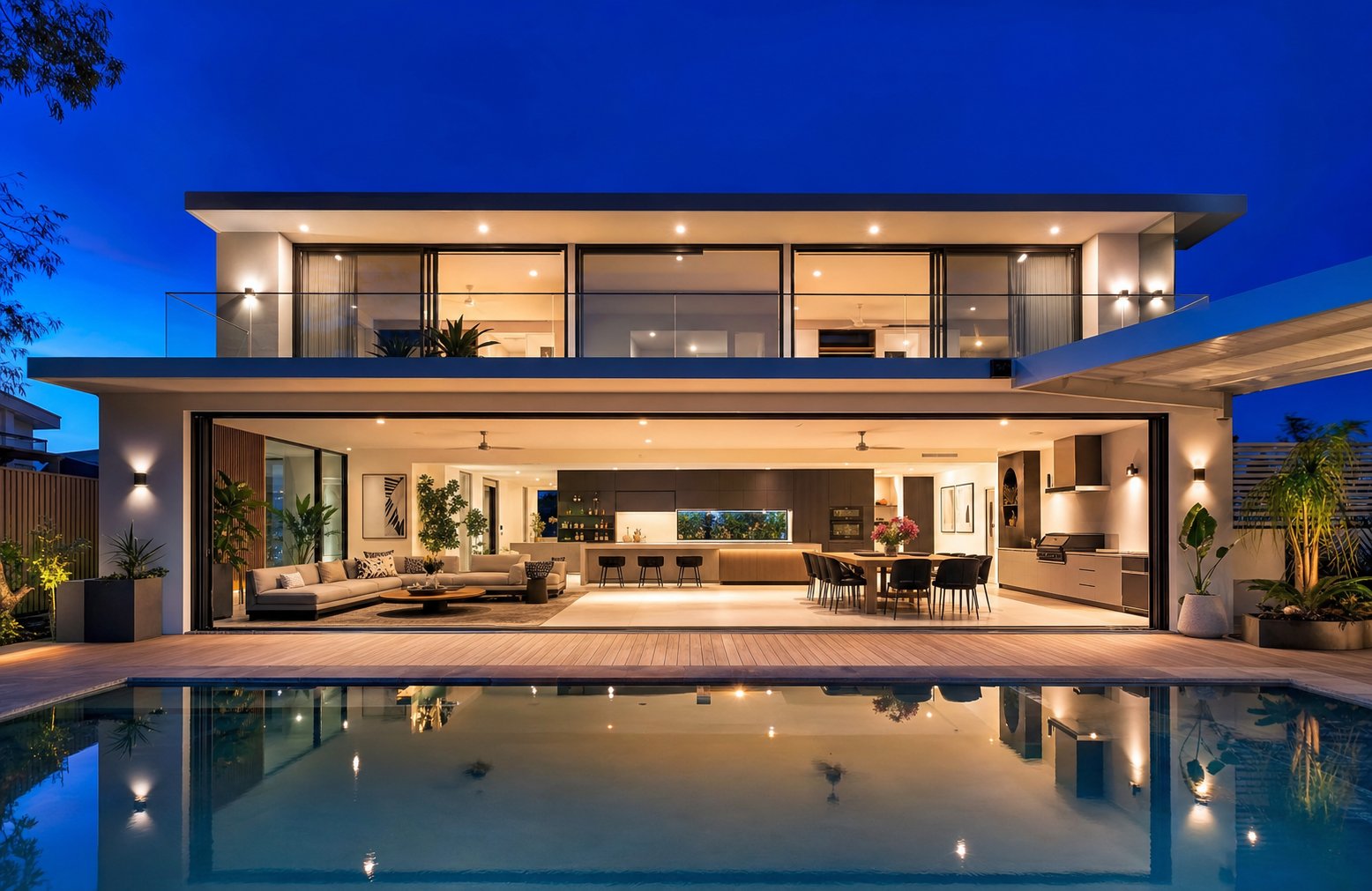 ultra slim aluminium sliding doors creating a seamless indoor outdoor connection on a contemporary australian home