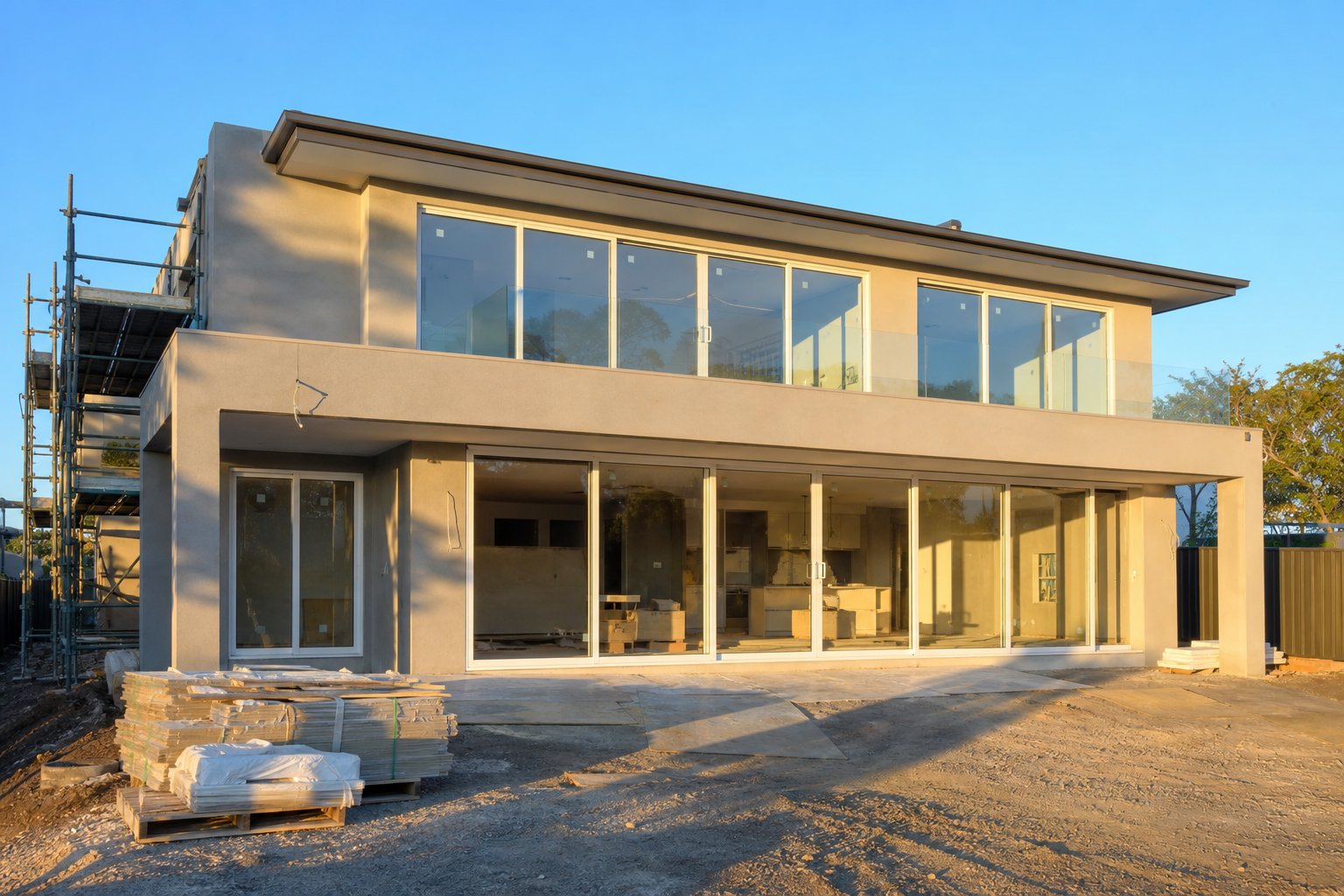 whole of home white aluminium window installation on a new australian residential build